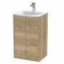 Hudson Reed Juno Floor Standing 2-Door Vanity Unit with Basin 4 500mm Wide - Autumn Oak