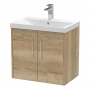 Hudson Reed Juno Wall Hung 2-Door Vanity Unit with Basin 3 600mm Wide - Autumn Oak