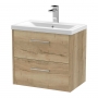 Hudson Reed Juno Wall Hung 2-Drawer Vanity Unit with Basin 1 600mm Wide - Autumn Oak