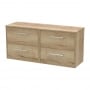 Hudson Reed Juno Wall Hung 4-Drawer Vanity Unit with Worktop 1200mm Wide - Autumn Oak