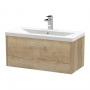 Hudson Reed Juno Wall Hung 1-Drawer Vanity Unit with Basin 1 800mm Wide - Autumn Oak