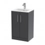 Hudson Reed Juno Floor Standing 2-Door Vanity Unit with Basin 2 500mm Wide - Graphite Grey