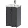 Hudson Reed Juno Floor Standing 2-Door Vanity Unit with Basin 3 500mm Wide - Graphite Grey