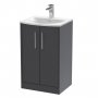 Hudson Reed Juno Floor Standing 2-Door Vanity Unit with Basin 4 500mm Wide - Graphite Grey