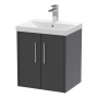 Hudson Reed Juno Wall Hung 2-Door Vanity Unit with Basin 3 500mm Wide - Graphite Grey