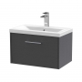 Hudson Reed Juno Wall Hung 1-Drawer Vanity Unit with Basin 1 600mm Wide - Graphite Grey