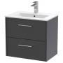 Hudson Reed Juno Wall Hung 2-Drawer Vanity Unit with Basin 2 600mm Wide - Graphite Grey