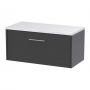 Hudson Reed Juno Wall Hung 1-Drawer Vanity Unit with Sparkling White Worktop 800mm Wide - Graphite Grey