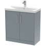 Hudson Reed Juno Floor Standing 2-Door Vanity Unit with Basin 3 800mm Wide - Coastal Grey