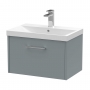 Hudson Reed Juno Wall Hung 1-Drawer Vanity Unit with Basin 3 600mm Wide - Coastal Grey