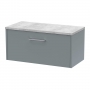 Hudson Reed Juno Wall Hung 1-Drawer Vanity Unit with Bellato Grey Worktop 800mm Wide - Coastal Grey