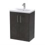 Hudson Reed Juno Floor Standing 2-Door Vanity Unit with Basin 1 600mm Wide - Metallic Slate