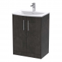 Hudson Reed Juno Floor Standing 2-Door Vanity Unit with Basin 4 600mm Wide - Metallic Slate