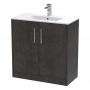 Hudson Reed Juno Floor Standing 2-Door Vanity Unit with Basin 2 800mm Wide - Metallic Slate