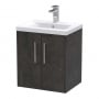 Hudson Reed Juno Wall Hung 2-Door Vanity Unit with Basin 1 500mm Wide - Metallic Slate