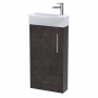 Hudson Reed Juno Compact LH Floor Standing Vanity Unit and Basin 440mm Wide - Metallic Slate