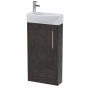 Hudson Reed Juno Compact RH Floor Standing Vanity Unit and Basin 440mm Wide - Metallic Slate