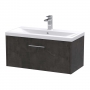 Hudson Reed Juno Wall Hung 1-Drawer Vanity Unit with Basin 1 800mm Wide - Metallic Slate