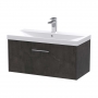 Hudson Reed Juno Wall Hung 1-Drawer Vanity Unit with Basin 3 800mm Wide - Metallic Slate