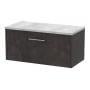 Hudson Reed Juno Wall Hung 1-Drawer Vanity Unit with Bellato Grey Worktop 800mm Wide - Metallic Slate