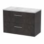 Hudson Reed Juno Wall Hung 2-Drawer Vanity Unit with Bellato Grey Worktop 800mm Wide - Metallic Slate