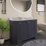 Hudson Reed Old London Angled Floor Standing Vanity Unit with 1TH Grey Marble Top Basin 1200mm Wide - Twilight Blue