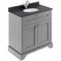 Hudson Reed Old London Floor Standing Vanity Unit with 1TH Black Marble Top Basin 800mm Wide - Storm Grey