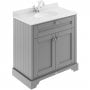 Hudson Reed Old London Floor Standing Vanity Unit with 1TH White Marble Top Basin 800mm Wide - Storm Grey