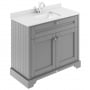 Hudson Reed Old London Floor Standing Vanity Unit with 1TH White Marble Top Rectangular Basin 1000mm Wide - Storm Grey