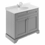 Hudson Reed Old London Floor Standing Vanity Unit with 1TH Grey Marble Top Basin 1000mm Wide - Storm Grey