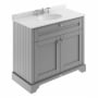 Hudson Reed Old London Floor Standing Vanity Unit with 3TH Grey Marble Top Basin 1000mm Wide - Storm Grey