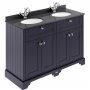 Hudson Reed Old London Floor Standing Vanity Unit with 1TH Black Marble Top Basin 1200mm Wide - Twilight Blue