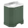 Hudson Reed Old London Angled Floor Standing Vanity Unit with 3TH White Marble Top Basin 750mm Wide - Hunter Green