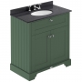 Hudson Reed Old London Floor Standing Vanity Unit with 3TH Black Marble Top Basin 800mm Wide - Hunter Green