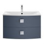 Hudson Reed Sarenna 2-Drawer Wall Hung Vanity Unit and Basin 700mm Wide - Mineral Blue