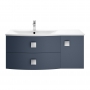 Hudson Reed Sarenna LH Wall Hung Vanity Unit and Basin 1000mm Wide - Mineral Blue