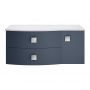 Hudson Reed Sarenna LH Wall Hung Vanity Unit with White Marble Top 1000mm Wide - Mineral Blue