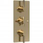 Hudson Reed Tec Pura Concealed Shower Valve with Diverter Triple Handle - Brushed Brass