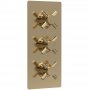 Hudson Reed Tec Crosshead Concealed Shower Valve with Diverter Triple Handle - Brushed Brass