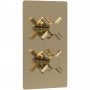 Hudson Reed Tec Crosshead Concealed Shower Valve with Diverter Dual Handle - Brushed Brass