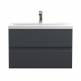 Hudson Reed Urban Wall Hung 2-Drawer Vanity Unit with Basin 1 Satin Anthracite - 800mm Wide