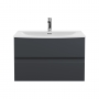 Hudson Reed Urban Wall Hung 2-Drawer Vanity Unit with Basin 4 Satin Anthracite - 800mm Wide