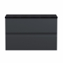 Hudson Reed Urban Wall Hung 2-Drawer Vanity Unit with Sparkling Black Worktop 800mm Wide - Satin Anthracite