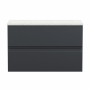 Hudson Reed Urban Wall Hung 2-Drawer Vanity Unit with Sparkling White Worktop 800mm Wide - Satin Anthracite