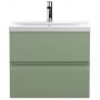 Hudson Reed Urban Wall Hung 2-Drawer Vanity Unit with Basin 1 Satin Green - 600mm Wide