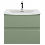 Hudson Reed Urban Wall Hung 2-Drawer Vanity Unit with Basin 4 Satin Green - 600mm Wide