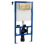 Hudson Reed Mid-Height Wall Hung Toilet Frame with Dual Square Flush Plate Concealed Cistern - Brushed Brass