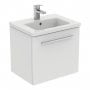 Ideal Standard I.Life S Compact Wall Hung 1-Drawer Vanity Unit with Basin and Brushed Chrome Handle 500mm Wide - Matt White