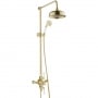 JTP Grosvenor Exposed Thermostatic Shower Mixer with Rigid Riser and Fixed Head - Brushed Brass