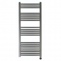 JTP Vos Electric Towel Rail with Thermostatic Heating Element 1200mm H x 500mm W - Brushed Black